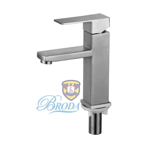 Vòi lavabo lạnh gật gù SUS 304 vuông 20cm FAHKLER