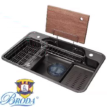 Chậu Rửa Bát 1 Hố NANO Mầu Đen KT 78x48 BRODA