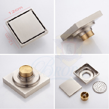 PHỄU THOÁT SÀN Âm Gạch FAHKLER inox SUS 304 12x12cm 8007-3