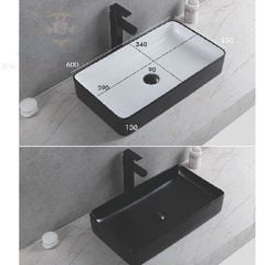 Chậu Sứ Lavabo Cao Cấp Màu Đen  BRODA 8025B-48