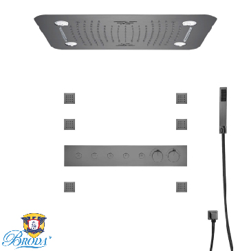 Sen Tắm Âm Trong Tường Nóng Lạnh Mầu Xám HI05058C Phone Điều Khiển (Bát sen 58x38cm) 5337A-9