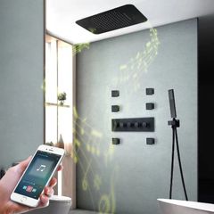 Sen Tắm âm Trong Tường Nóng Lạnh MẦU ĐEN FAHKLER HI05046T-2 Phone Điều Khiển (Bát sen 58x38cm)