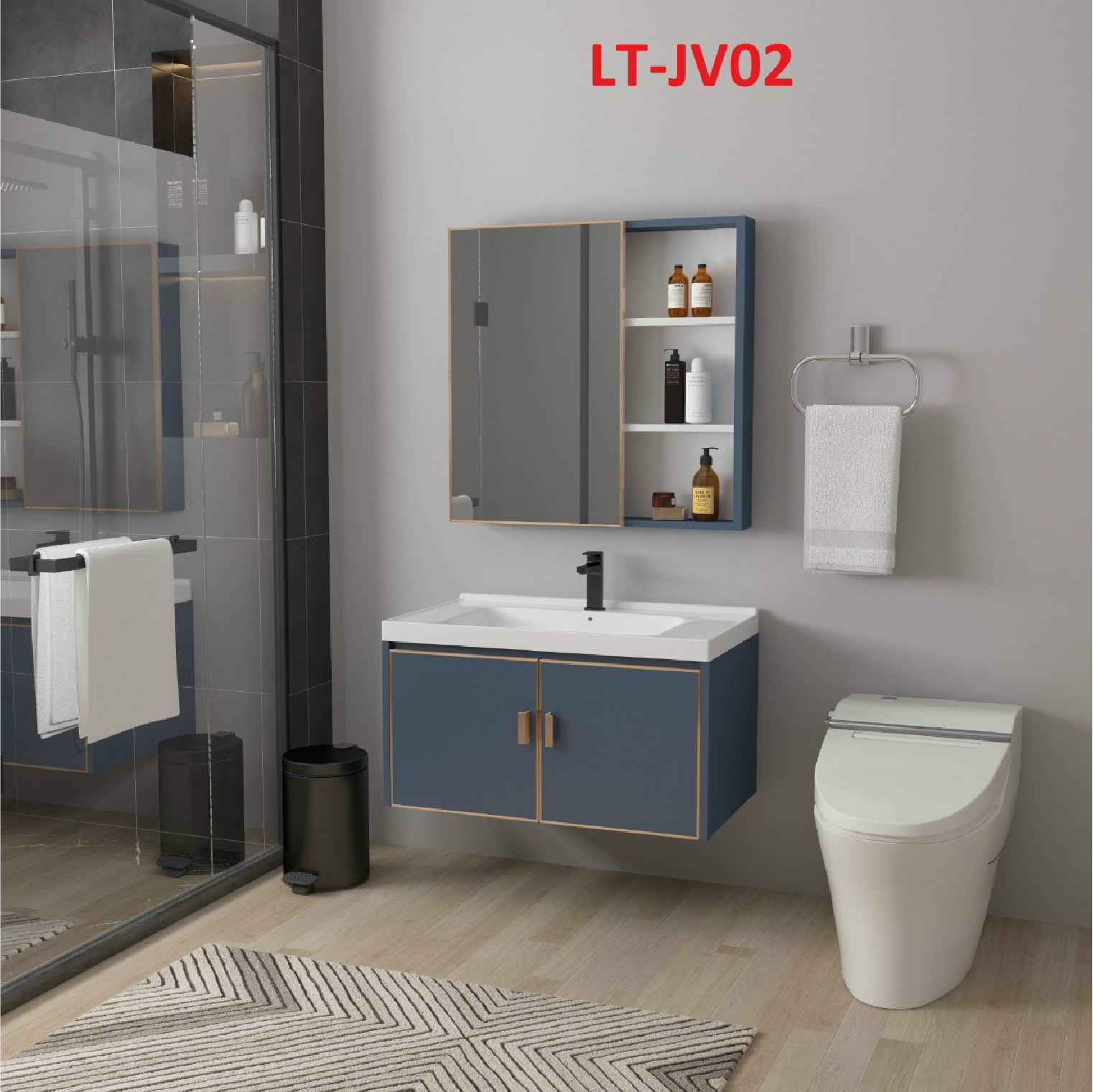 LAVABO TỦ NHÔM CAO CẤP JV02 80cm