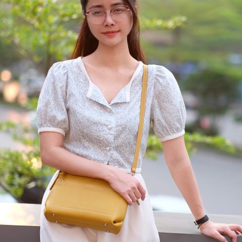  LS10 - Túi đêo chéo nữ phối chỉ trắng 
