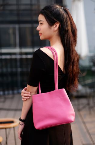  LU03- Túi khoác vai 2 quai dài da thật, có cúc bấm 