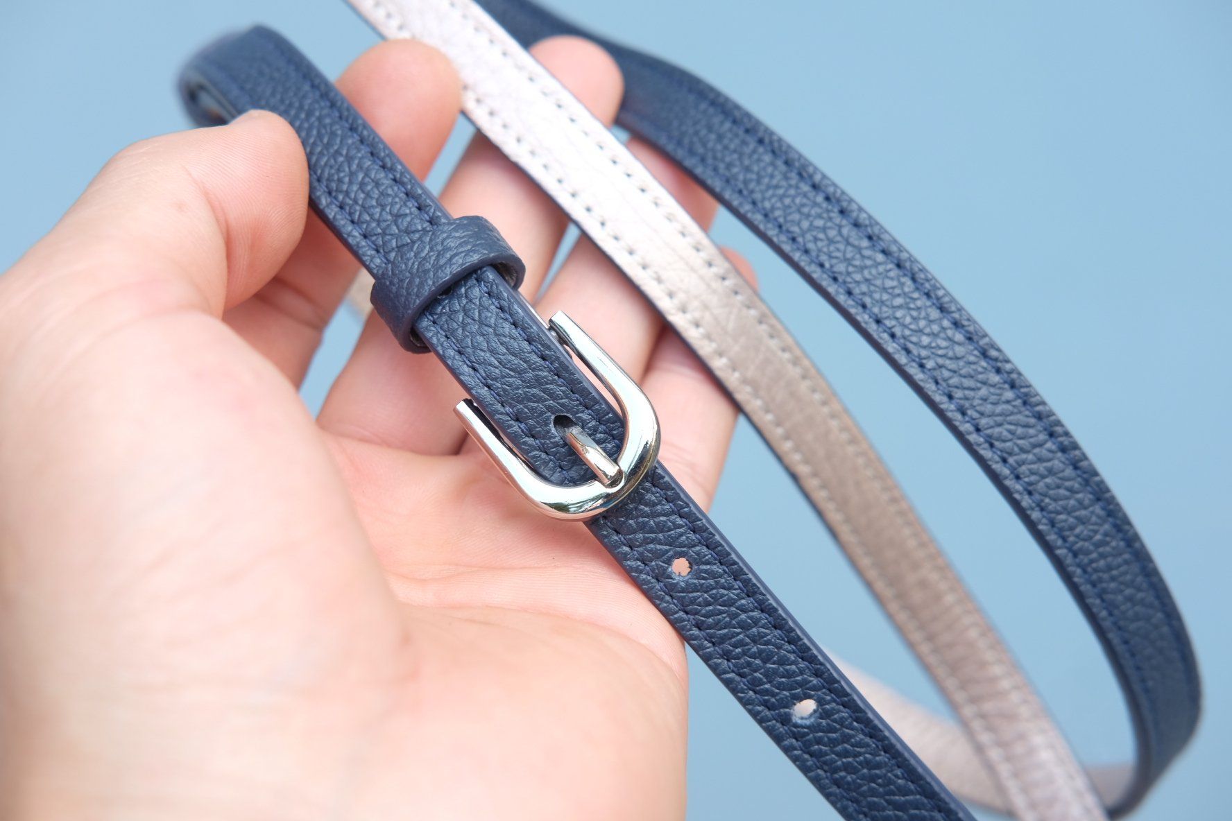  DL12-71 - Dây lưng nữ màu navy, bản 1.2cm 