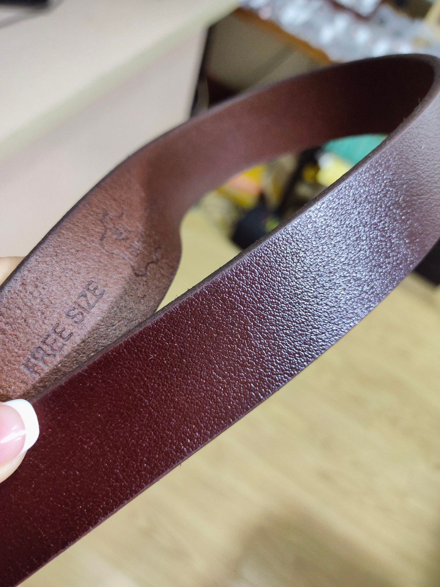  DL34-206 - Dây lưng nam da trâu nâu nguyên miếng, bản 3.4cm 