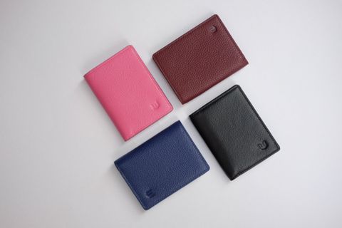  HESTIA- Ví 2 gấp nhỏ gọn Unisex da thật màu đen - IQ20-10 