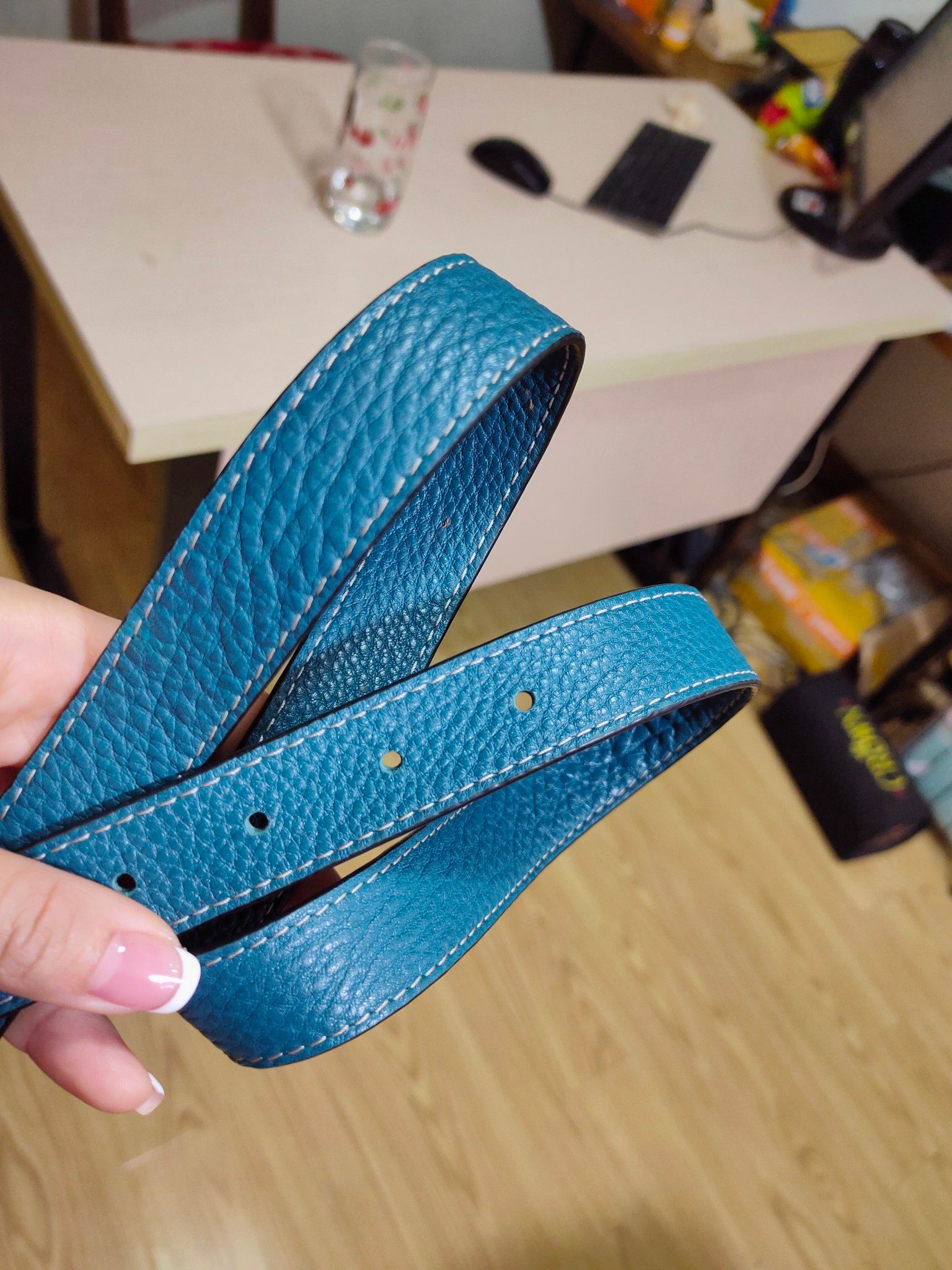  DL25-72 - Dây lưng nữ màu xanh cổ vịt, bản 2.5cm 