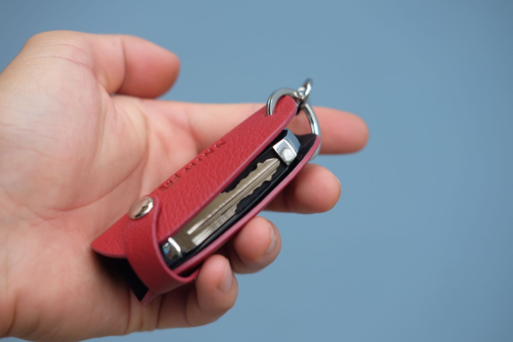  BK180-34- CAR Keychain - Bao da chìa khóa màu đỏ đô da dê 
