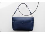  CROSSBODY BAG - IN NATURAL MILLED LEATHER - BLUE NAVY 