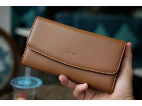  ALIS - Ví 3 gấp da thật cao cấp màu nâu - HP69-20 