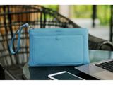  GR66-76- CLUTCH PLUS - IN NATURAL MILLED LEATHER - BLUE CERULEAN 