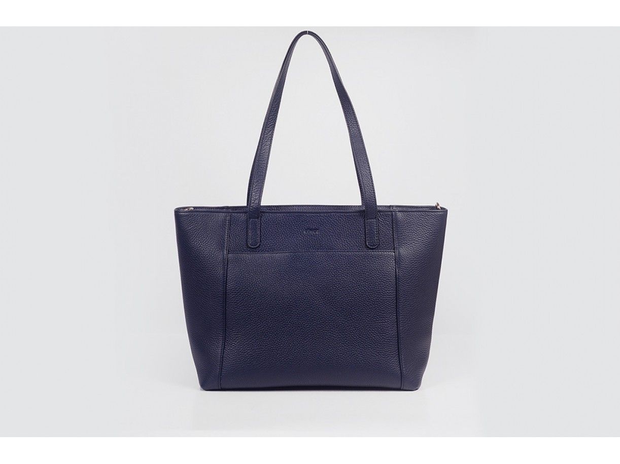  GP01-71- Far-Flu Tote - In Natural Milled Leather - Blue Navy 