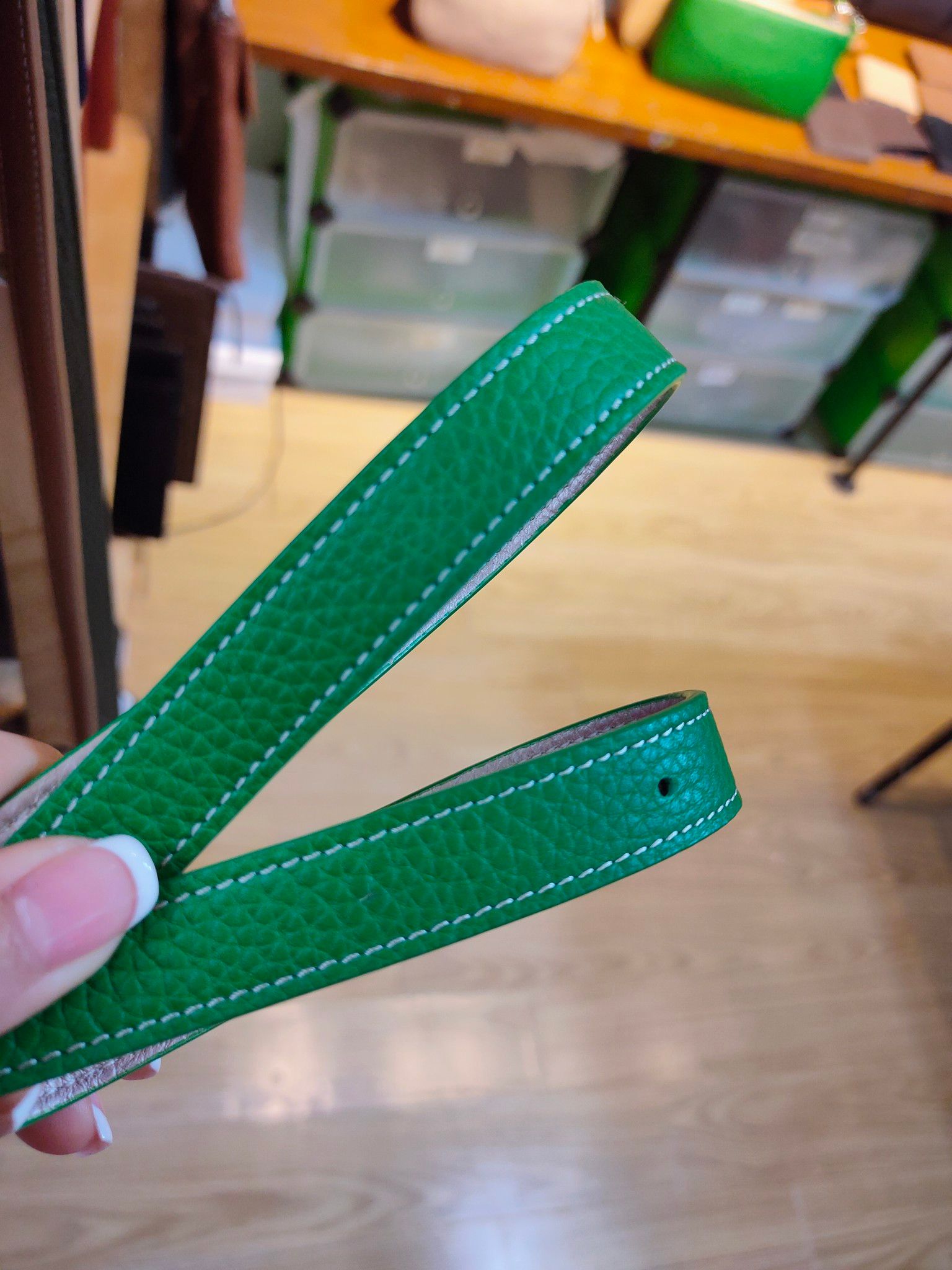  DL18-60 - Dây lưng nữ màu xanh lá cây tươi, bản 1.8cm 