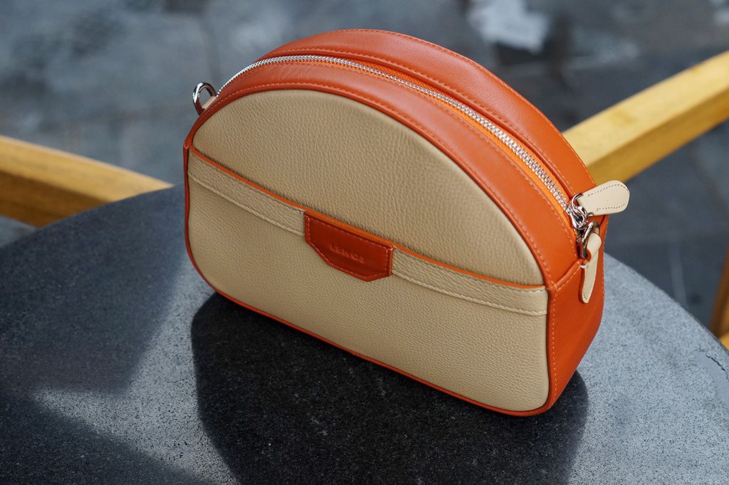  SWEET CROSSBODY - IN NATURAL MILLED LEATHER - BEIGE VS ORANGE- HZ32- 2644 