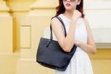  KIARA TOTE BAG - IN NATURAL MILLED LEATHER - BLACK 