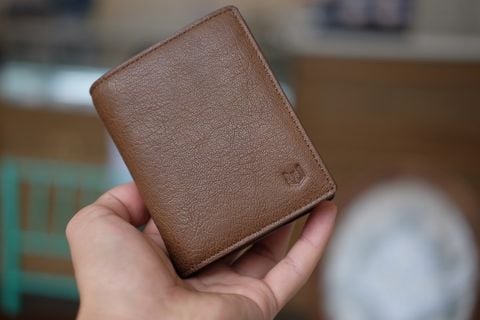  BOM- Ví nam da dê thật dáng đứng màu nâu nhạt- IQ566-21 