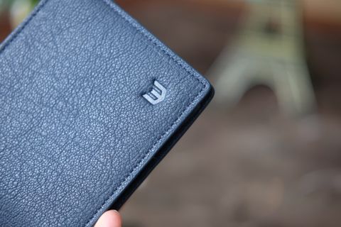  BOM- Ví da nam da dê thật dáng ngang màu xanh navy IQ56-71 