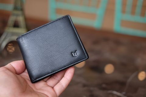  BOM- Ví da nam da dê thật dáng ngang màu đen IQ56-10 