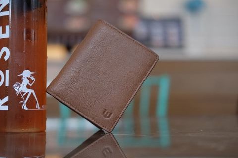  BOM- Ví nam da dê thật dáng đứng màu nâu nhạt- IQ566-21 