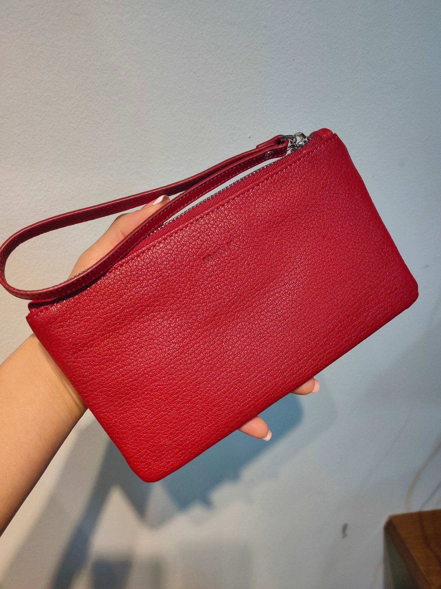  IY01-341 - KANDY Clutch - Cầm tay da dê thật - Màu đỏ đô 