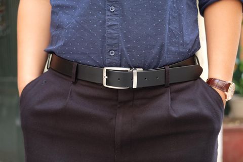  DOMX - Dây thắt lưng nam da thật 1 lớp nguyên miếng YO90-10 bản 3.5cm 