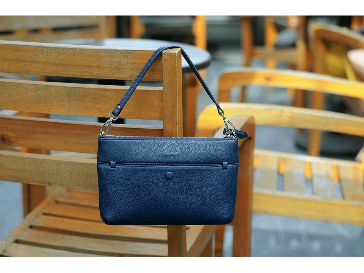  CROSSBODY BAG - IN NATURAL MILLED LEATHER - BLUE NAVY 