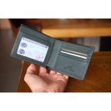  CALIN- Ví nam da bò tự nhiên màu xanh lá đậm - HX25-61 