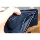  Ví nam Oppa da bò thật dáng ngang - Có cánh lật - Màu đen 