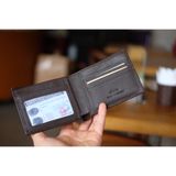  CALIN- Ví nam da bò tự nhiên màu nâu đậm- HX25-20 