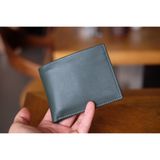  CALIN- Ví nam da bò tự nhiên màu xanh lá đậm - HX25-61 