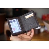  CALIN- Ví nam da bò tự nhiên màu nâu đậm- HX25-20 