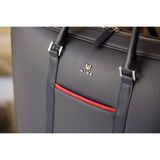  LEO briefcase-Túi Tote da bò thật nguyên tấm lớp 1 cao cấp màu xanh navy IS85-71 