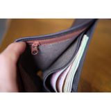  CALIN- Ví nam da bò tự nhiên màu nâu đậm- HX25-20 