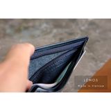  Ví nam Oppa da bò thật dáng ngang - Có cánh lật - Màu đen 