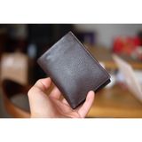  CALIN- Ví nam da bò tự nhiên màu nâu đậm- HX25-20 