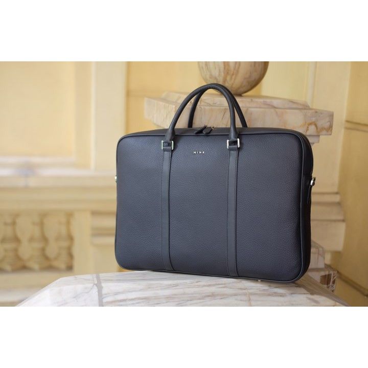  LEO briefcase-Túi Tote da bò thật nguyên tấm lớp 1 cao cấp màu xanh navy IS85-71 