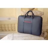  LEO briefcase-Túi Tote da bò thật nguyên tấm lớp 1 cao cấp màu xanh navy IS85-71 