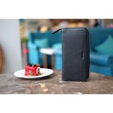  LEWA - Ví nữ da bò thật kéo khóa vòng màu đen  - HZ35-10 