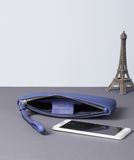  MABEL CLUTCH - CLUTCH CẦM TAY KHÓA KÉO NỮ BẰNG DA THẬT MÀU XANH DA TRỜI - FQ19-771 