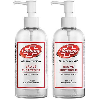  Combo 2 Chai Gel Rửa Tay Khô Sạch Siêu Nhanh Lifebuoy Bảo Vệ Vượt Trội 10 (Chai Nắp 235ml x 2) 