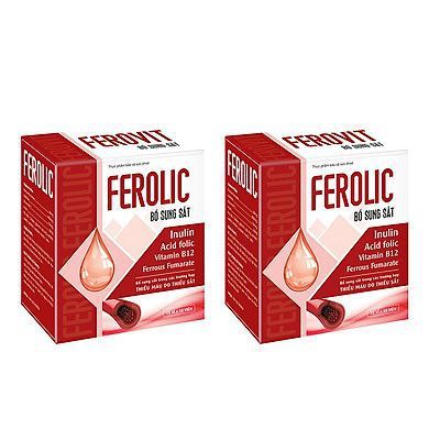  Combo 2 Hộp FEROLIC Bổ Sung Sắt, Acid folic, Vitamin B12 Cho Người Thiếu Máu 