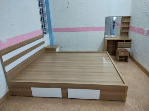 giường ngủ 1m6 x 2m có phản và 2 hộc kéo