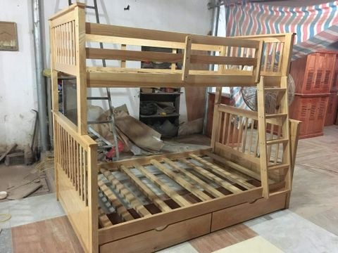 Giường tầng K.beb Gỗ Sồi Nga (1m4-1m) Có Ngăn Kéo & Phản MDF