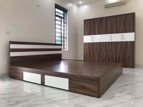 Giường ngủ 1m8x2m có phản và 2 ngăn kéo