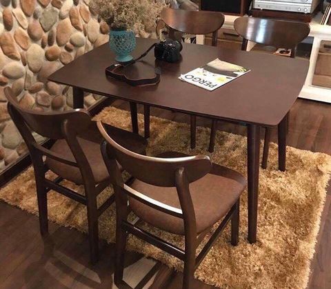 Bộ Bàn Ăn MANGO 4 Ghế (Nâu)