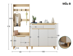 Set Tủ Giày Cao Cấp Kết Hợp Ghế Ngồi + Móc Đồ TG-K64