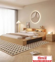 Giường ngủ bệt bằng gỗ có ngăn kéo AMIZ - 017