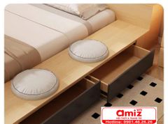 Giường ngủ bệt bằng gỗ có ngăn kéo AMIZ - 017
